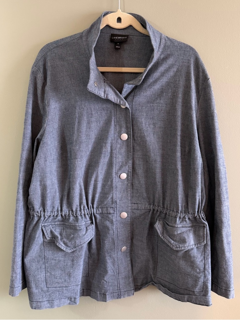 Lane Bryant Slate Gray Utility Jacket with Snap Front